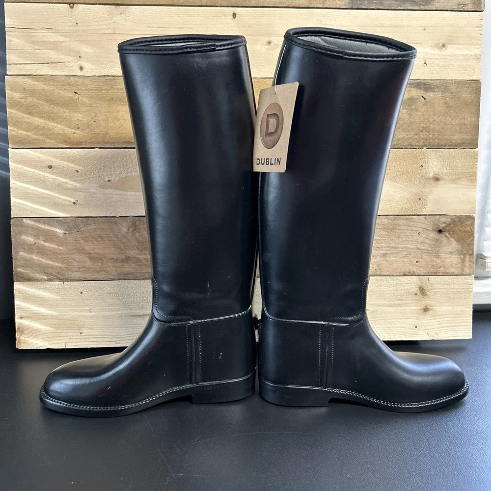 Dublin Women's ‎ Size 4 (34) Tall Black Rubber Boots Equestrian Riding 1 In Heel